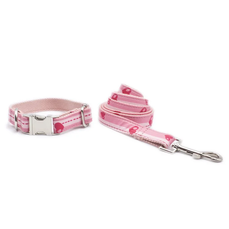 Персональный ошейник для собак, нейлоновый поводок с табличкой под названием, индивидуальный дизайн воротнички, подходит для маленьких средних и больших собак, металлическая пряжка, регулируемая - Цвет: Pink Collar Lead