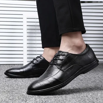 

New arrival Men Dress business shoes men's Handmade business shoes wedding shoes Genuine Leather Lace-up Male Big size 36-47 w4