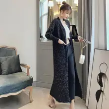 

FOR 2021 Autumn Winter Women's New Casual Long Knitted Coats Female Solid Color Sweater Jackets Ladies V-Neck Full Cardigans