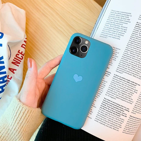 Blue Чехол карамельного цвета для iphone 11 Pro XR XS X Xs Max 7 8 6 6s Plus чехол Роскошный чехол для телефона с сердечком Мягкий ТПУ силиконовый чехол - Цвет: Blue
