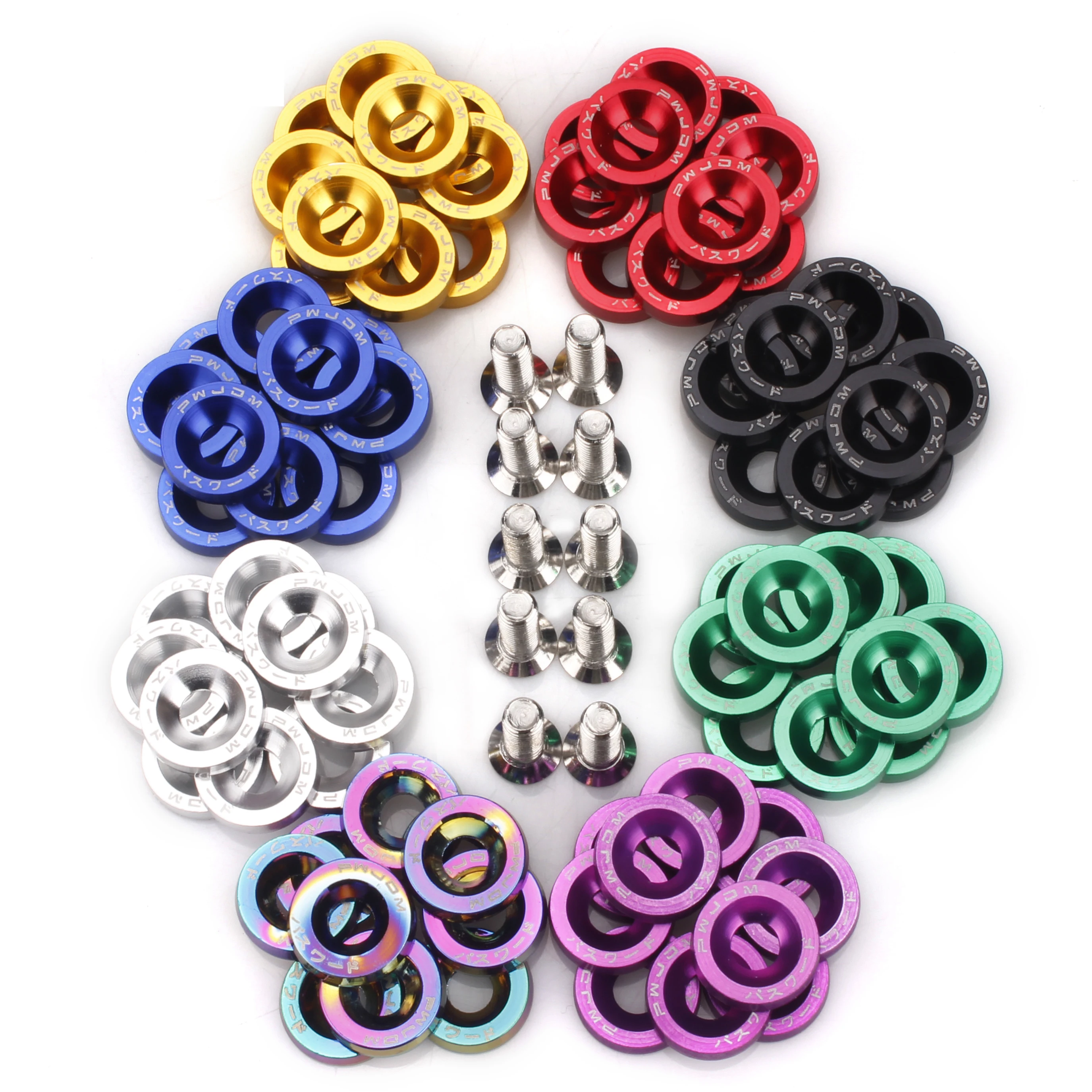 Fender Washers,JDM Style Fender Washer And M6 Bolt for Honda Civic Integra RSX EK EG DC License Plate Bolts (10pcs/Pack) RS-QRF002