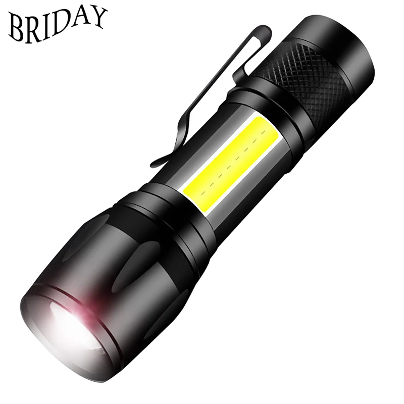 

LED Tactical Flashlight Super Bright Rechargeable USB Flashlights Mini Torch Zoomable XPE+COB Lamp 3 Light Modes Flash Light