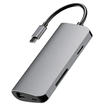 

8in1 Stable Connection Extension HUB Adapter Conversion USB 3.0 SD Card Reader Type C To HDMI Power Supply RJ45 For Macbook Pro