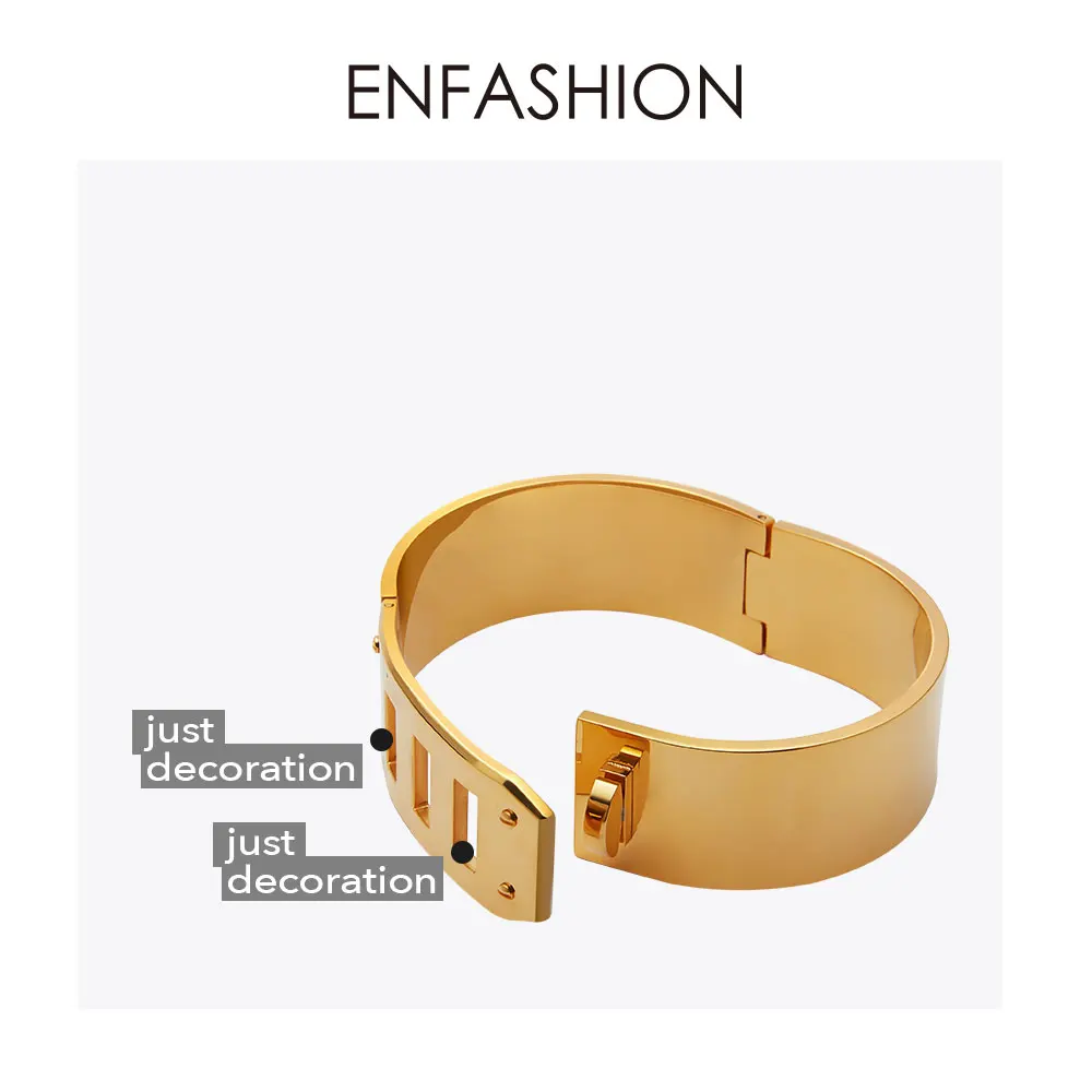 Enfashion ювелирные изделия панк широкий пояс Пряжка браслет на запястье золотой