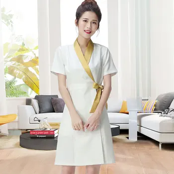 

Hospital Nurse's Uniform Hairdresser's Workwear Dress Spring Summer Korean White High-end Beauty Salon Dresses