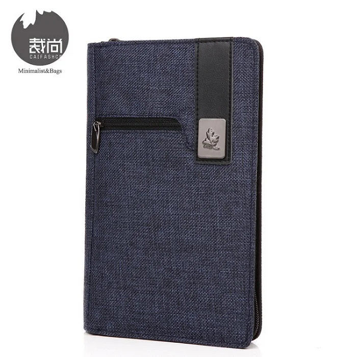 Cai модные мужские кошельки длинный мужской кошелек мужской клатч Оксфорд молния мужской деловой бумажник мужской кошелек монета банк карта - Цвет: Темно-синий