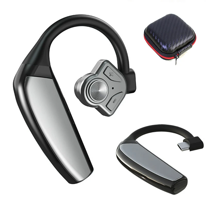 B1 Bluetooth наушники с шумоподавлением, ушной крючок, гарнитура, Bluetooth, беспроводные наушники 270 мАч, запасная батарея, регулятор громкости - Цвет: Silver with box