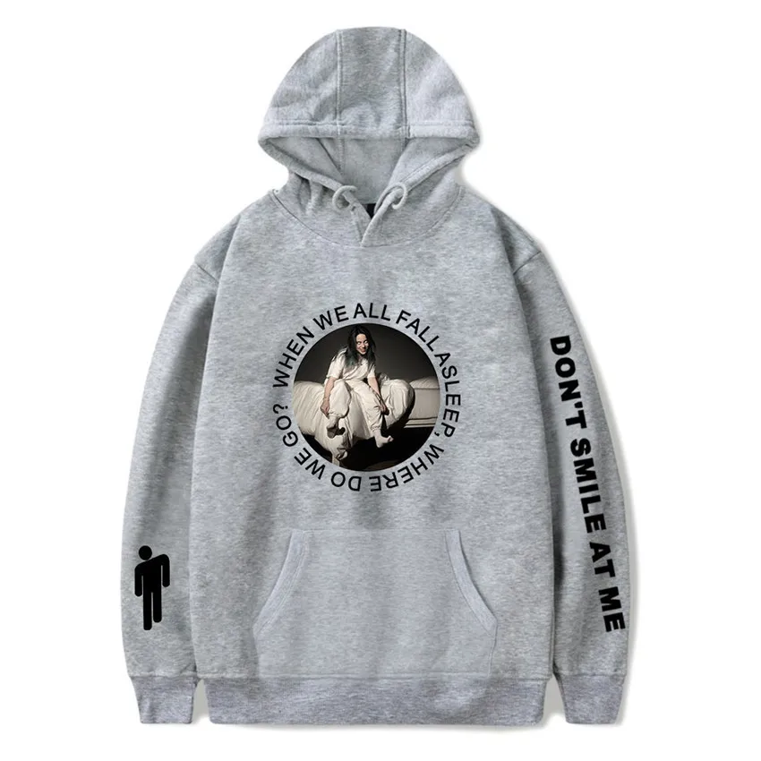 Light gray B Новинка, Billie Eilish, модные толстовки, толстовка, повседневная, для мужчин, женщин, с капюшоном, пуловер, с длинным рукавом, в стиле хип-хоп, толстовка, одежда, топ, пуловер - Цвет: Light gray B