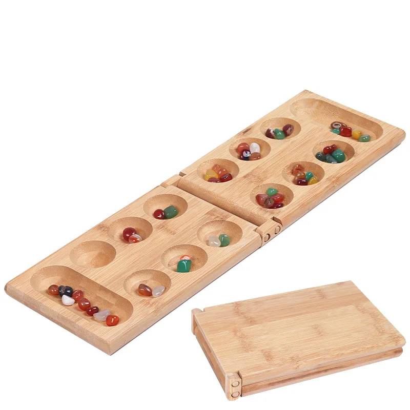 Mancala African Gem Chess Classic Strategy Puzzle Toys Party Game Folding Chess Board Children Educational Logical Thinking Toys board game board game toy