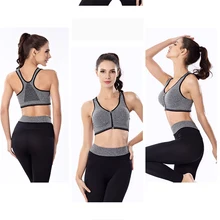 Летняя женская высокая эластичная спортивная мягкая грудь на молнии Женская Йога шиет Тренажерный зал Бег Feame Haut Спорт Йога Топ Женская рубашка для йоги