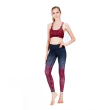 Европа и Америка Спортивный Повседневный Фитнес костюм женский костюм с принтом высокой талией градиентные штаны для йоги Быстросохнущий бесшовный бюстгальтер из двух частей