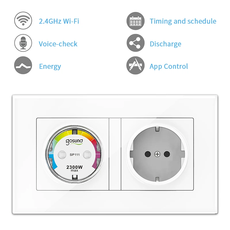 Tuya EU Wifi Smart Socket Plug 10A Outlet Power Monitor Timing Function Plug Compatible With Alexa Google Home Smartlife App