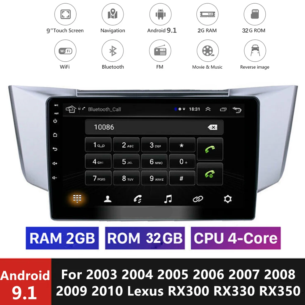 9 &quot2Din Android 1 автомобильный Радио мультимедийный плеер GPS навигация для Lexus RX300 RX330