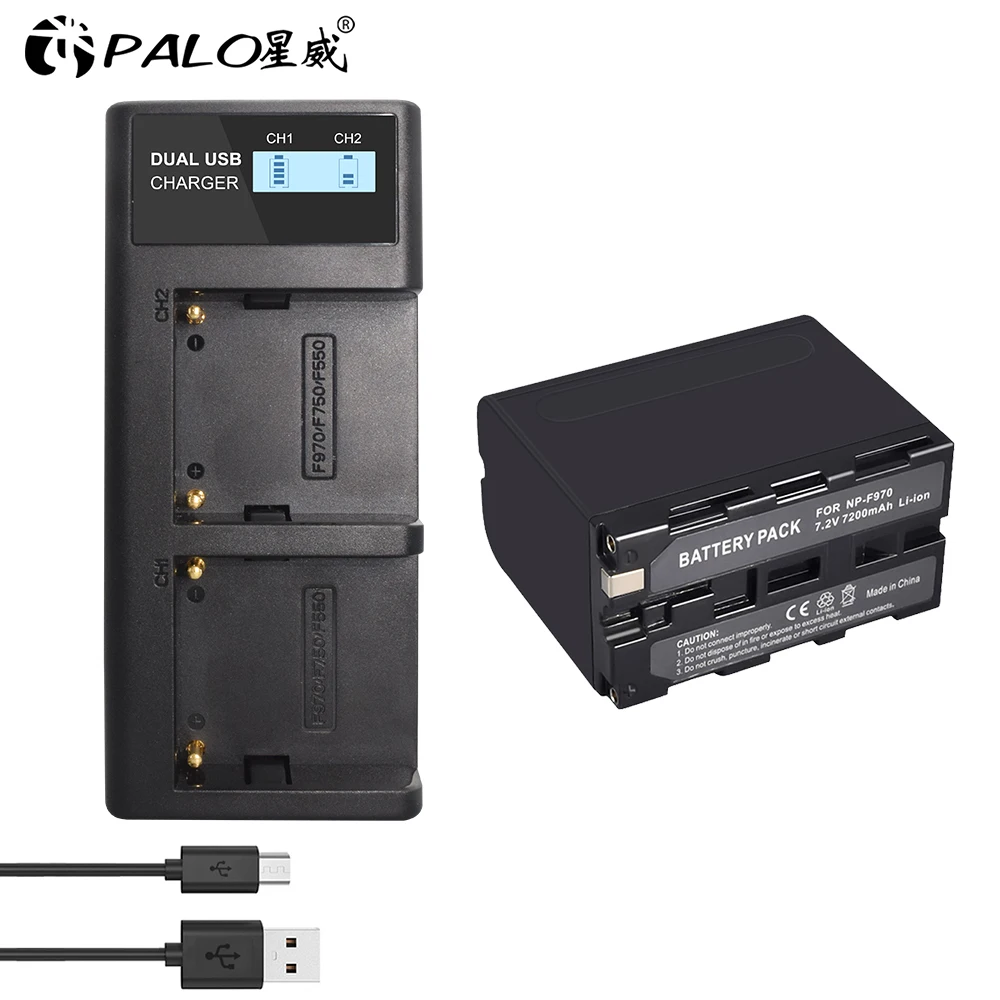 

Новый стиль для sony NP-F970 аккумулятор NP F960 F970 Аккумулятор для камеры 7200 мАч + быстрое зарядное устройство с двумя слотами для ЖК-дисплея для NP F550 F570