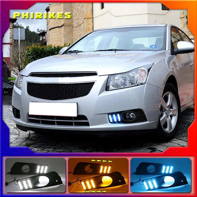 Светодиодный дневные ходовые огни с указателем поворота для chevrolet cruze 2009 2010 2011 2012