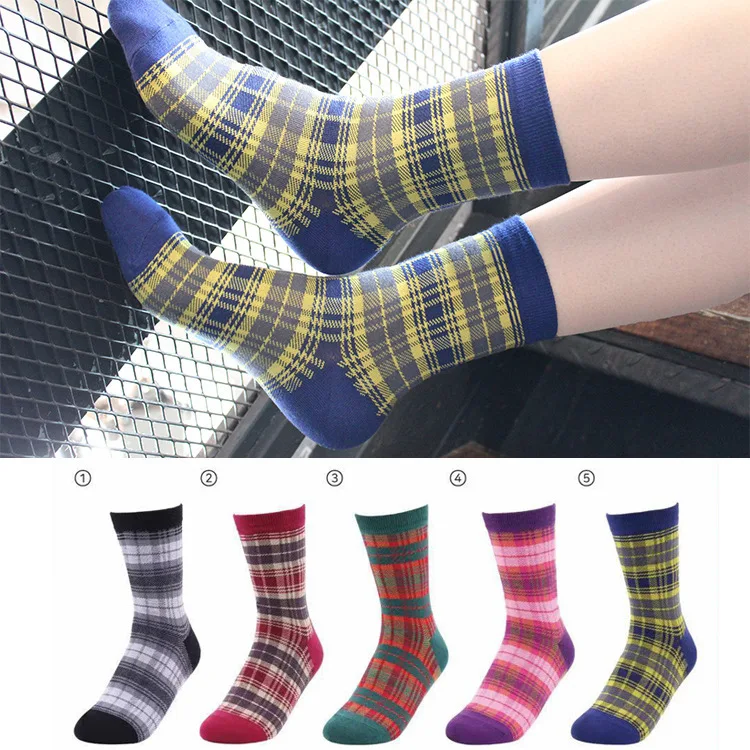 1 шт. носки на осень, корейские импортные Мультяшные женские носки модные милые носки без пятки в клетку, в горошек, с рисунком для девушек