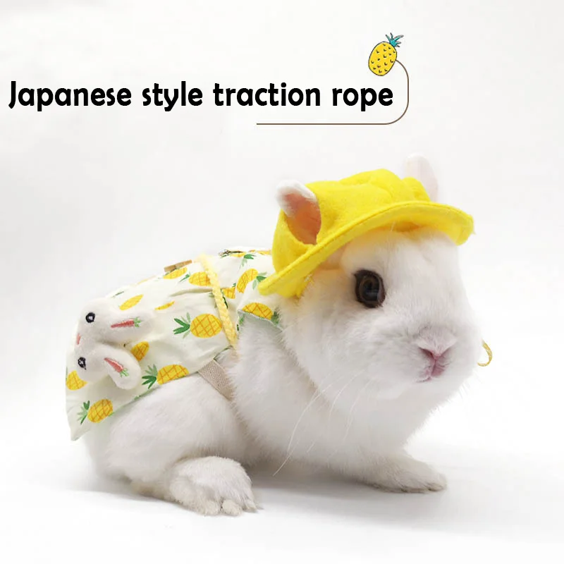 Cute Bunny Pet Vest Accessories Outdoor Leash Rabbit Clothes Harness Strap Leash For Rabbit Dress Clothes Harness For Rabbit
