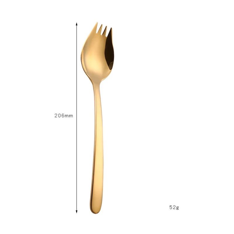 Cathylin Spork 304 нержавеющая сталь многоразовые походные столовые приборы красочные фруктовый салат десертная ложка Металл Титан OT19050 - Цвет: Coarse-Gold-5
