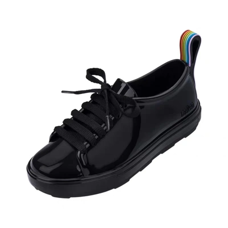 Melissa Mickey/Новинка года; женские сандалии на плоской подошве; брендовая Прозрачная женская обувь melissa; однотонные сандалии; женская прозрачная обувь с шнурками - Цвет: black