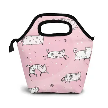 

Cats Pattern Lunch Bag Lunch/ice Bags Portable Insulated Picnic Food Box for Women Men