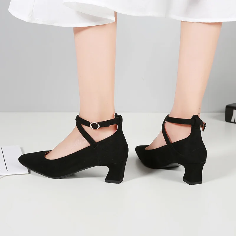 Женские вечерние туфли-лодочки на высоком каблуке в стиле ретро zapatos mujer на среднем каблуке с квадратным носком дизайнерская стильная обувь с пряжкой размера плюс 43, 42, 3 красного, розового цвета
