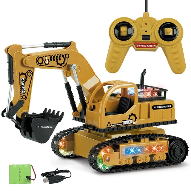8CH Simulation Rc Excavator Toys With Music And Light Rc Car Toys Gifts RC Engineering Car Tractor Toy Children'S Boys Gifts 1