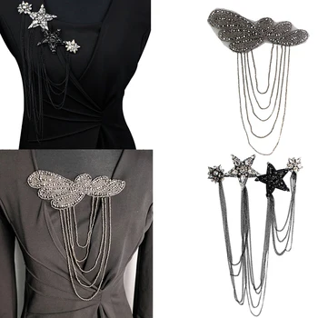 

Rhinestone Crystal Star Patches Chain Fringe Tassel Beaded Leafs Flower Epaulette DIY Coat T-shirt Sewing Accessories Craft