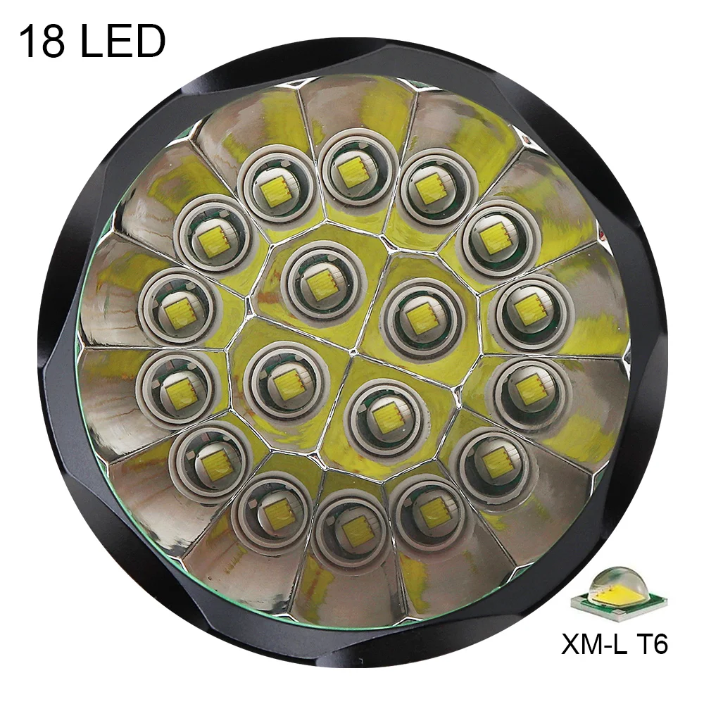 SecurityIng Super Bright 18x XM-L T6 LED 9000Lumens Flashlight Torch Support USB charging for Household / Outdoor