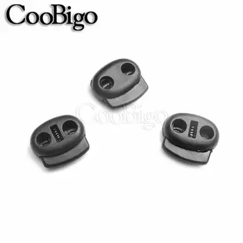 

500pcs 17 x 19mm Plastic 2 Hole Bean Cord Lock Toggle Stopper Clip for Paracord Sportswear Shoelace Bag Rope DIY Accessories