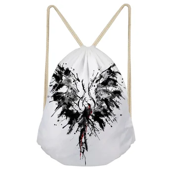 

THINK Wing Patterns Prints Travel Men's Mochila Boys Polyester Beam Pocket Drawstring Bag Modern Woman Girl Shoulder Bag Travel