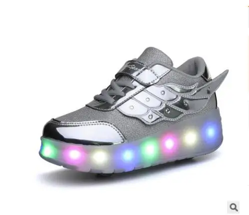 Photo Color 16 Heelies/светодиодный светильник; кроссовки с двойным двумя колесами для мальчиков и девочек; повседневная обувь на роликовых коньках для мальчиков и девочек; Zapatillas Zapatos Con Ruedas - Цвет: Photo Color 16