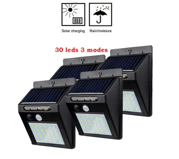 

2/4PCS Microwave Radar Motion Sensor Solar Light 30 LED Super Bright 4 Modes Outdoor Garden Wall Lamp 500 LM guirlande lumineuse