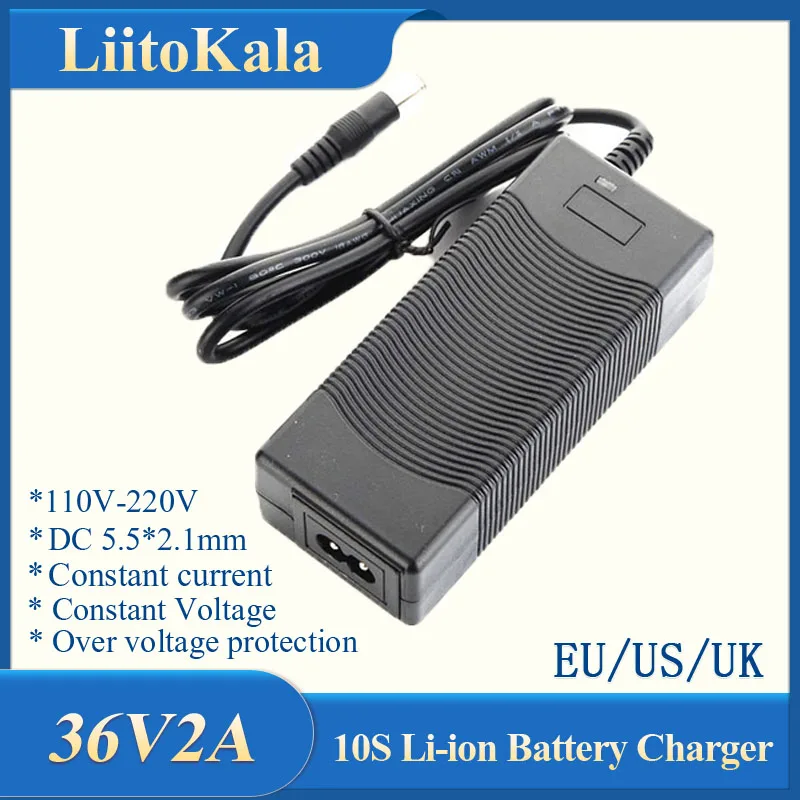 1-5pcs LiitoKala 10S 36V/42V 2A 18650 Charger 100-240V Input Lithium Li-ion Charger For 36V Electric Bike wo-wheel Vehicle Charger Adapter Battery Charger Battery Charger Adapter