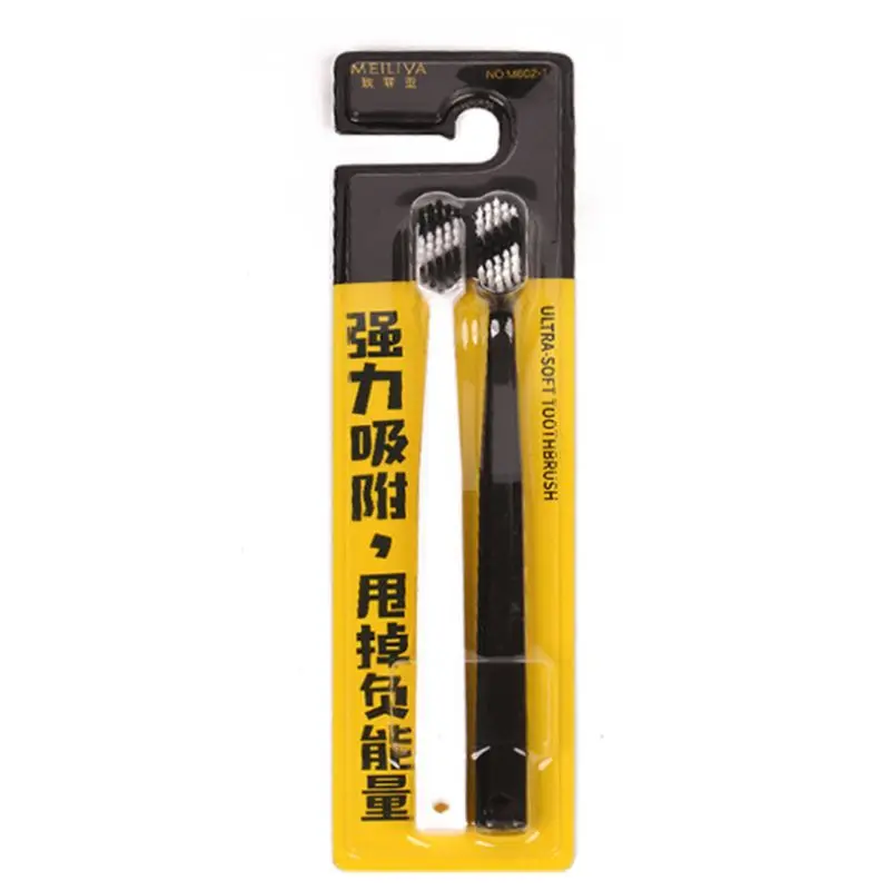 2 шт./компл. Пары взрослых зубная щетка с мягкой щетиной простой черный, белый цвет ручной Безопасности электрическая зубная щетка бытовой Уход за полостью рта медицинские инструменты