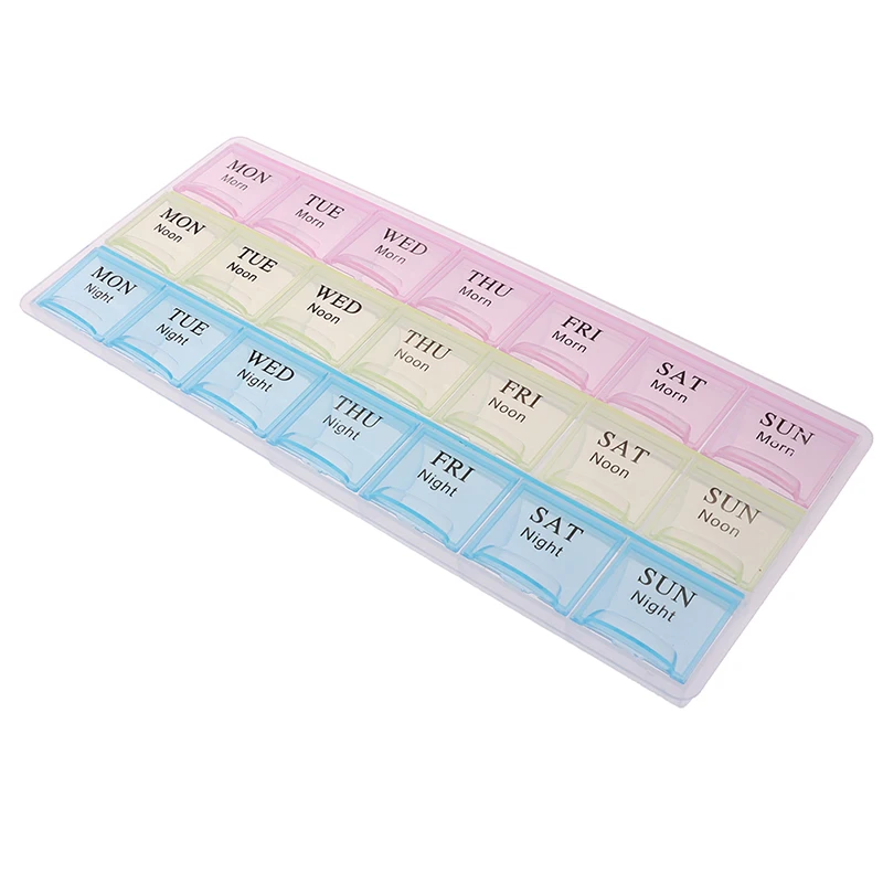 1PCS 14Grids/21 Grids 7 Days Weekly Candy Pill Case Medicine Tablet Dispenser Carry Pill Box Splitters Pill Storage Supplies