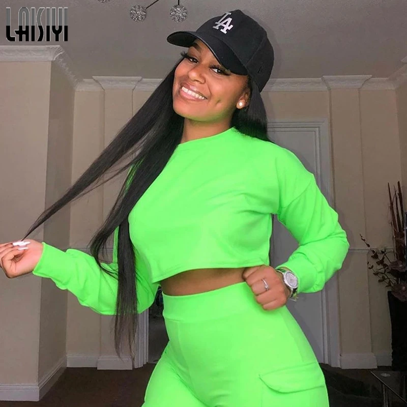 

LAISIYI Women O Neck Solid Hoodies Autumn New Cropped Pullover Loose Long Sleeve Sweatshrits Casual Tee Top Hoody ASHO20403