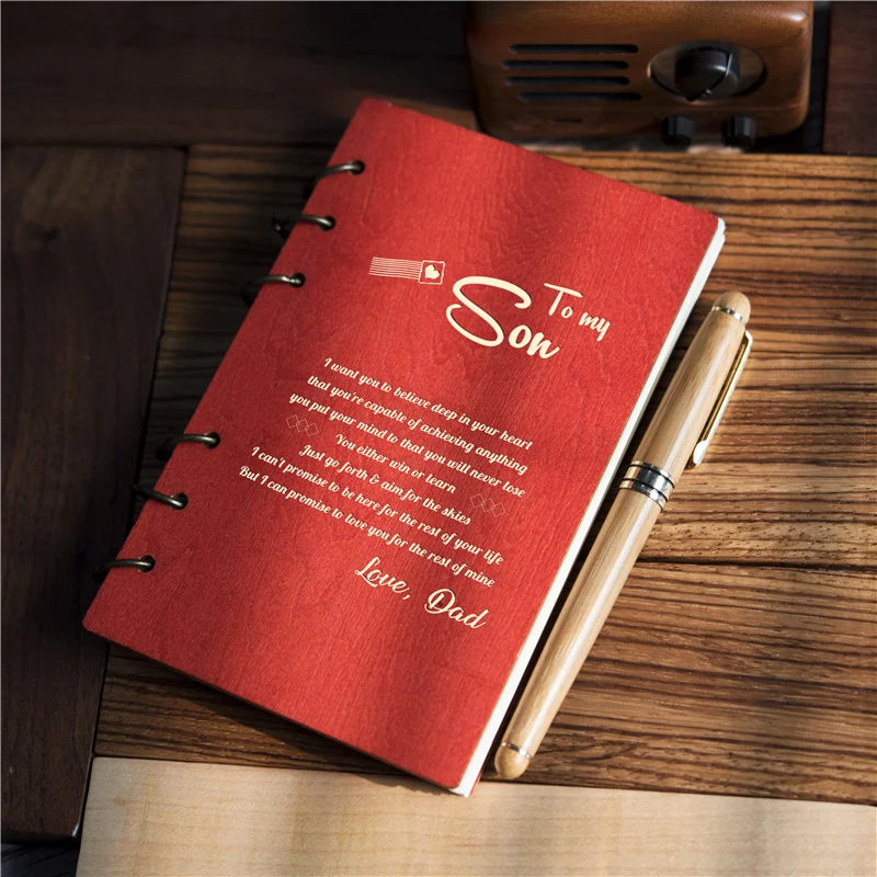 Personalised Custom Wooden Notebook for Daughter Son Gift Anniversary Diary Retro Book Journal Christmas Graduation Gift