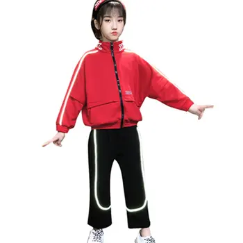 

Popular Kids Clothes Teens Girls Outfits Cotton Two Pieces Tracksuit Night Reflective Jacket Pants Sets Sweatpants Suit 4-13Yrs
