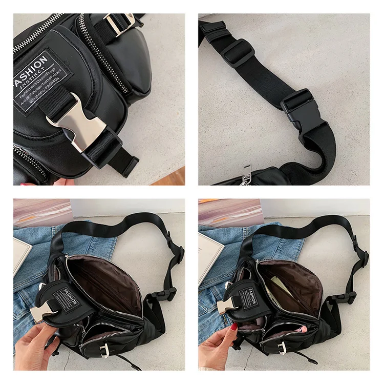 Pu Leather Zip Pouch Women Waist Bag Fashion Belt Chest Bag Travel Money Phone Bags For Ladies Female Luxury Funny Pack