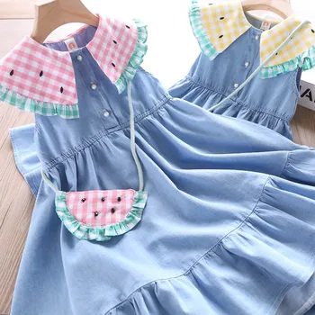 

Summer Girls Watermelon Neck Denim Dress 2020