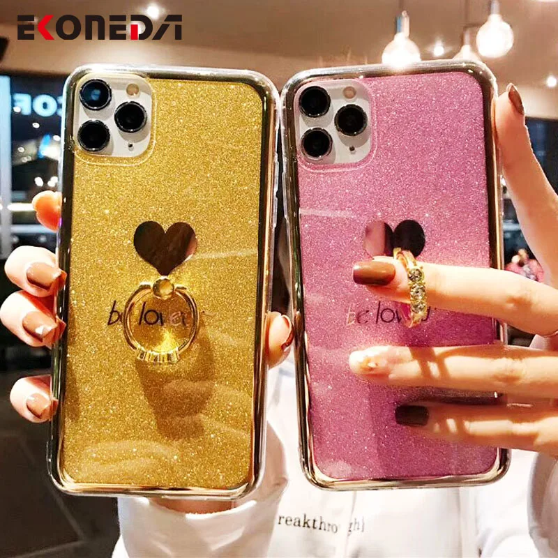 

EKONEDA Finger Ring Case For Samsung Galaxy S10 S8 S9 S7 Edge S20 Plus Ultra Note 8 9 10 Pro A70 A71 Glitter Phone Holder Case