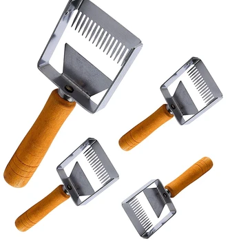 

Stainless Steel Tines Uncapping Fork and Scraper Wooden Handle- Beekeeping Equipment Bee Hive Hand Tool Beekeeper Tool (4)