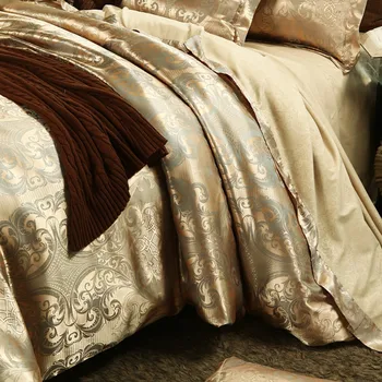 

Deluxe Gold Jacquard Bedding Collection Large Duvet Quilt Cover Bed Linen Queen By Adult Bedding