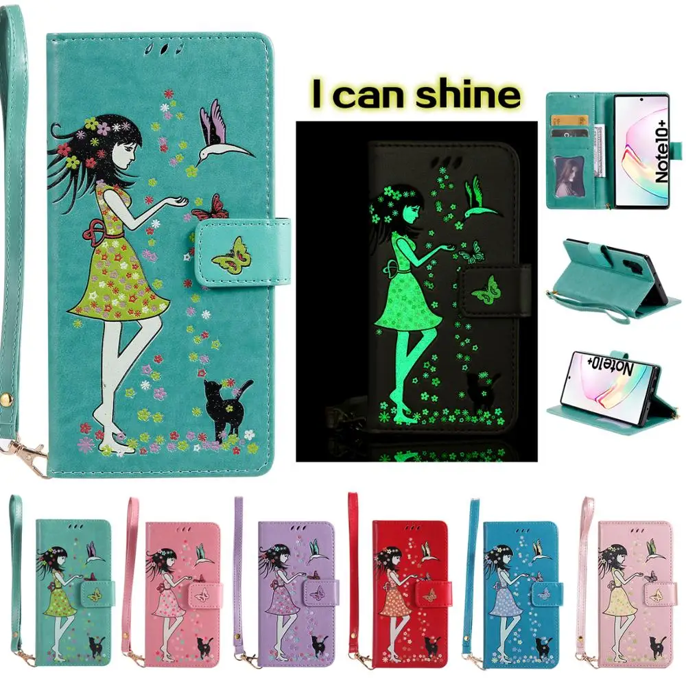 

Case For Samsung Galaxy Note 10 Plus Magnetic Flip Luminous PU Leather Wallet Slot Stand For Samsung Galaxy Note 9 Case Cover