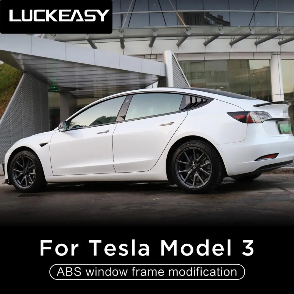 LUCKEASY ABS оконной рамы модификации для Tesla модель 3- автомобиля рама для дверей и окон модификации отделкой 10 шт./компл