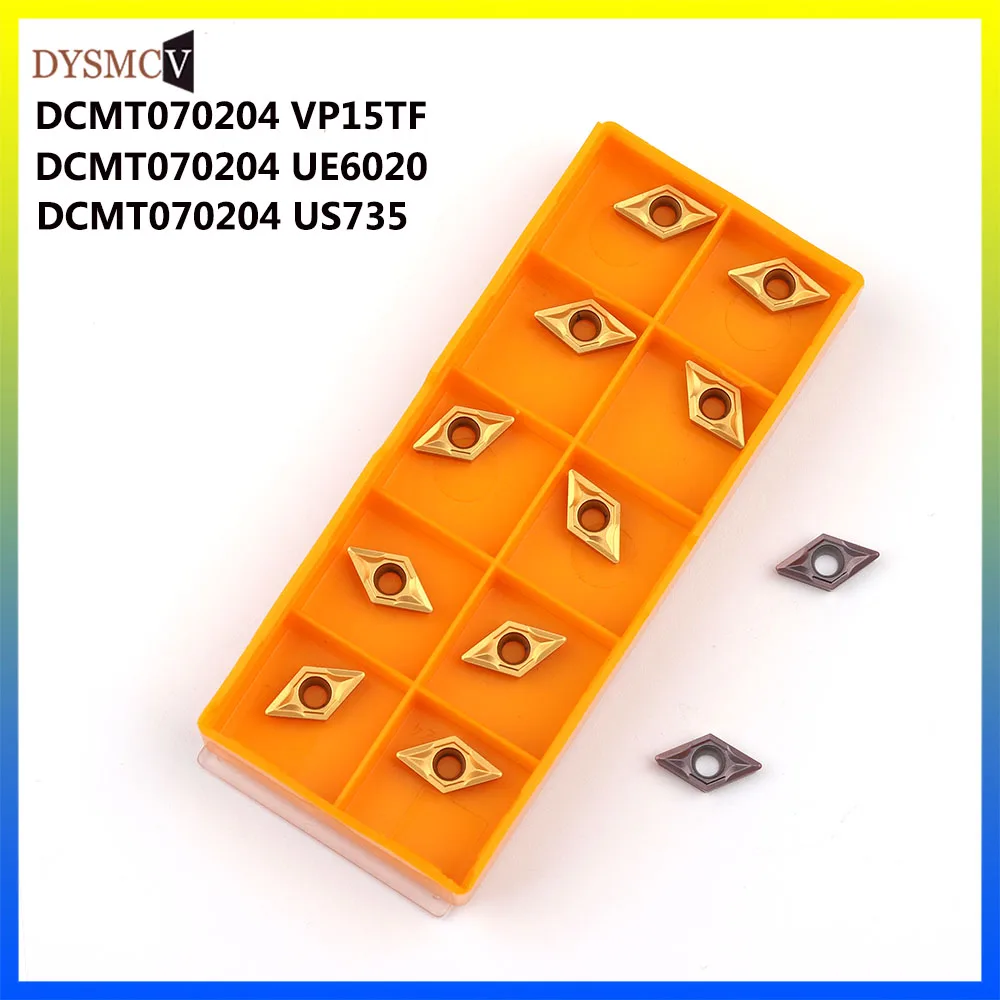 10 шт. DCMT070204 VP15TF US735 UE6020 Внешний токарный станок для металла инструмент DCMT 070204