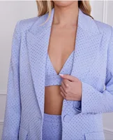 HIGH QUALITY New Fashion 2026 Designer Blazer Suit Set Women's Single Button Diamonds Beaded Camis Blazer Pants Suit 3pcs Set - Image 2