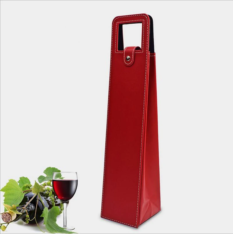 Red Wine Leather Single Portable Packaging Box Single Wine Box Red Bag