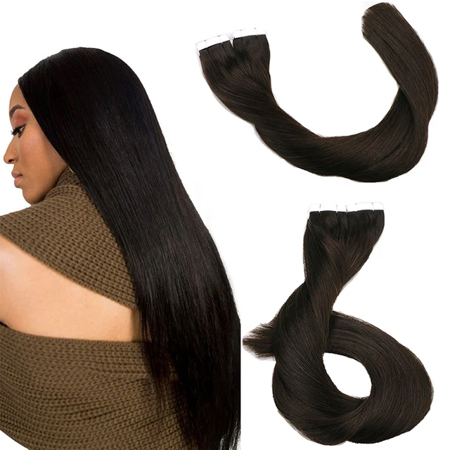 Toysww 100% Real Human Hair Russian Hair Tape in Hair Extensions Blonde #60 For Woman Machine Made Remy Hair 20/40pcs #1B