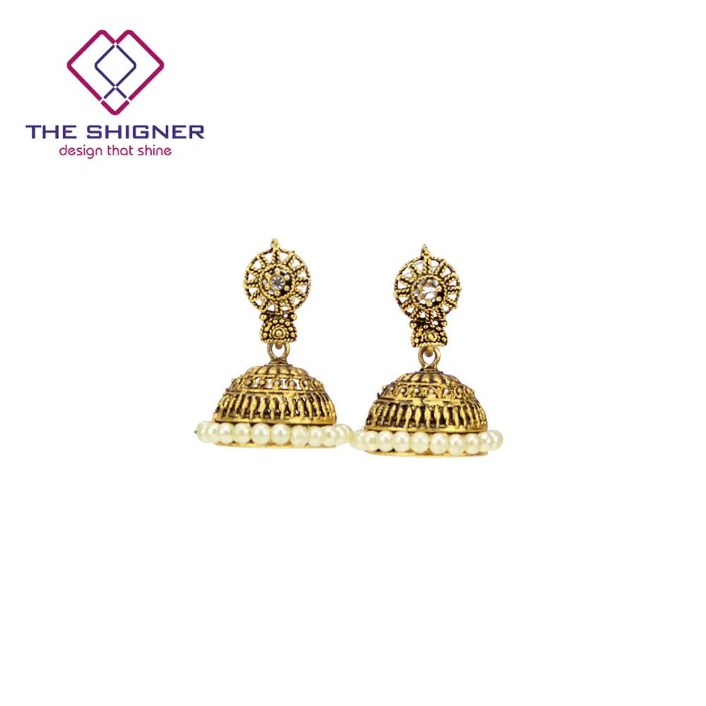 jhumki THE SHIGNER античные этнические индийские Золотые птичьи клетки Jhumka Jhumki серьги индийские классические племенные традиционные висячие серьги ювелирные изделия - Окраска металла: jhumki